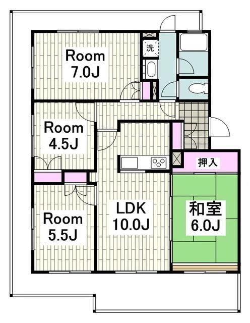 横浜市港南区日限山のマンションの間取り