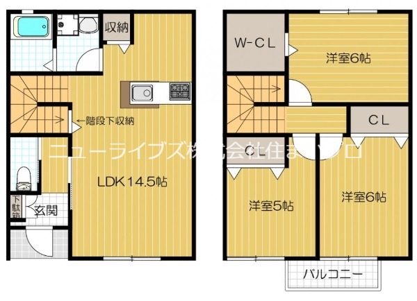 寝屋川市打上元町のアパートの間取り