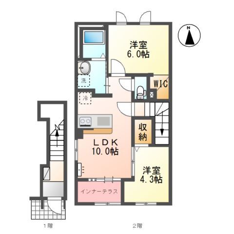 メゾン・ド・ユズ（毛呂山町岩井東１丁目アパート新築）の間取り