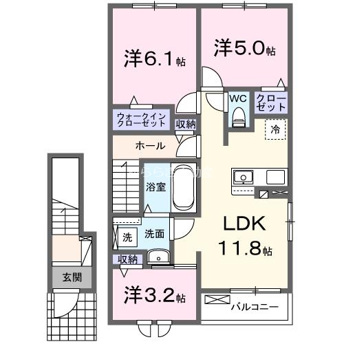 浜松市中央区三方原町のアパートの間取り