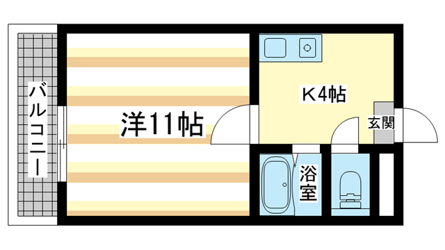 奈良市東紀寺町のマンションの間取り