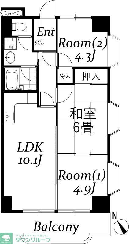 飯能市仲町のマンションの間取り