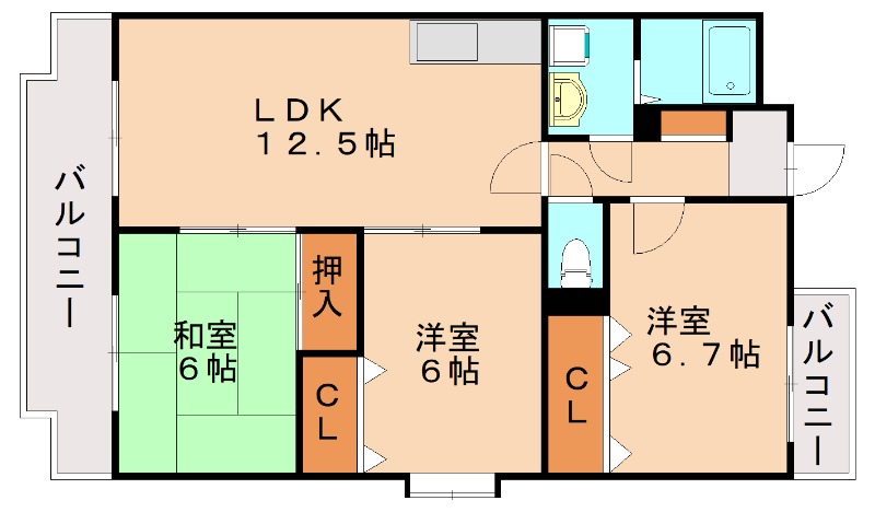 大野城市東大利のマンションの間取り