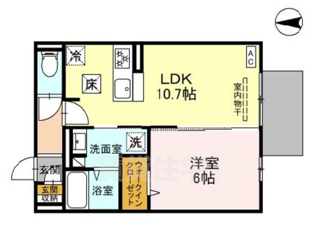 【京都市右京区西京極殿田町のアパートの間取り】