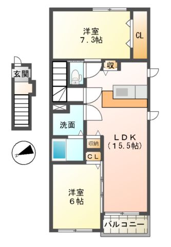 クイーンズタウン元町Aの間取り