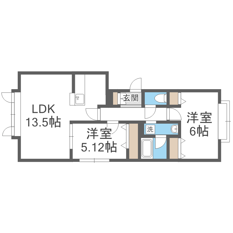 札幌市白石区米里一条のアパートの間取り