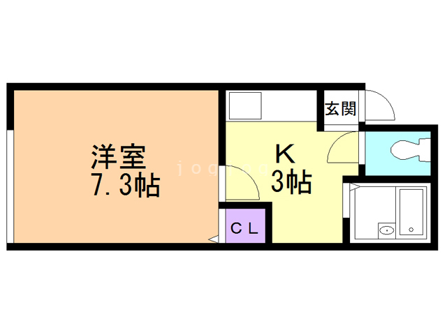 函館市八幡町のアパートの間取り