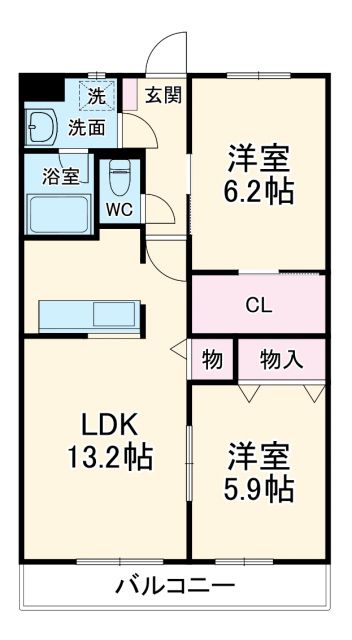 菊川市加茂のマンションの間取り