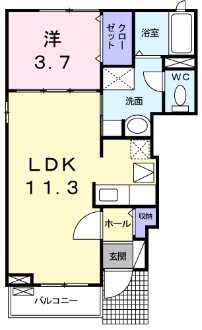 郡山市字深田台のアパートの間取り