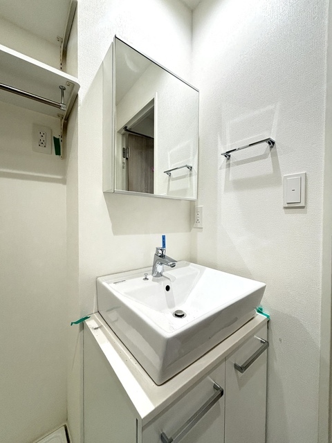 洗面設備　竣工前写真。