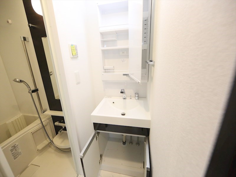 洗面設備　脱衣所　独立洗面台（シャンプードレッサー付）収納スペース有