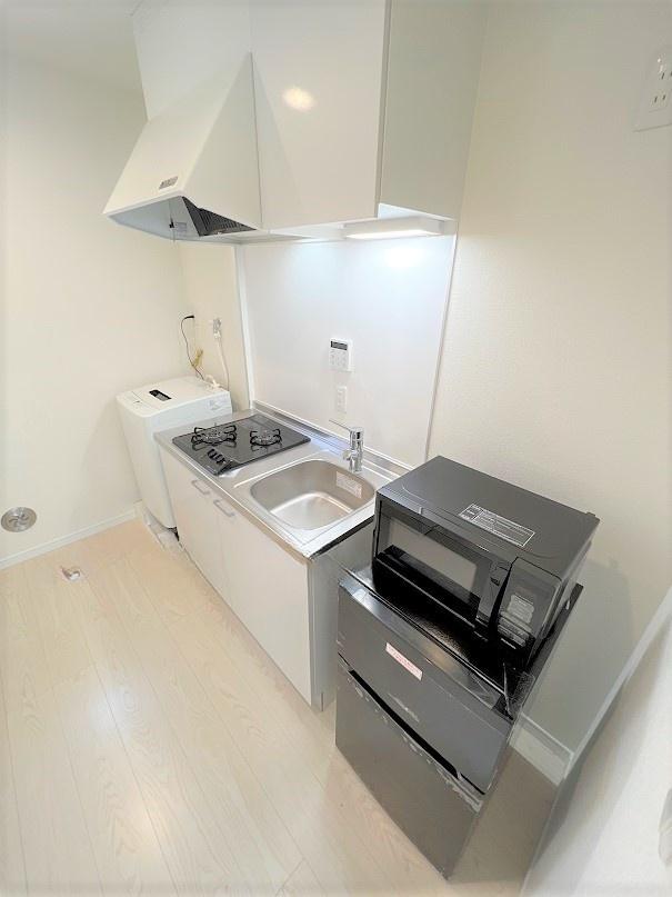 キッチン　左右に洗濯機・冷蔵庫・電子レンジ