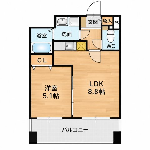 ＪＲ鹿児島本線 竹下駅 徒歩9分 9階建 築19年の間取り写真