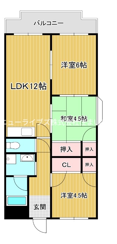京阪本線 寝屋川市駅 徒歩30分 7階建 築28年の間取り写真