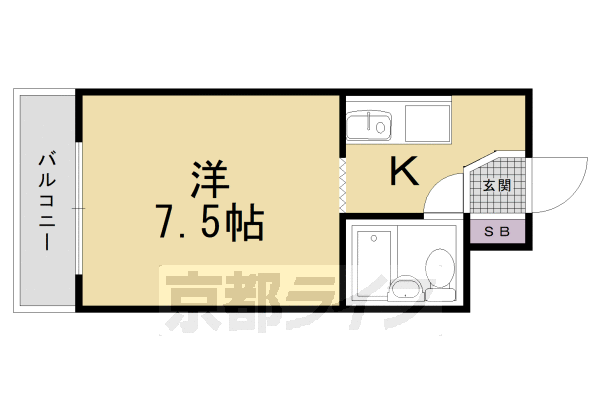 京都市右京区西京極北裏町のマンションの間取り