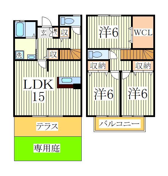 我孫子市南青山のアパートの間取り