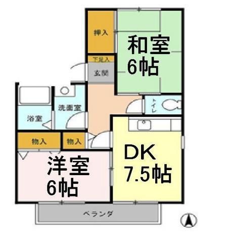 埼玉県北本市本宿２（アパート）の賃貸物件の間取り