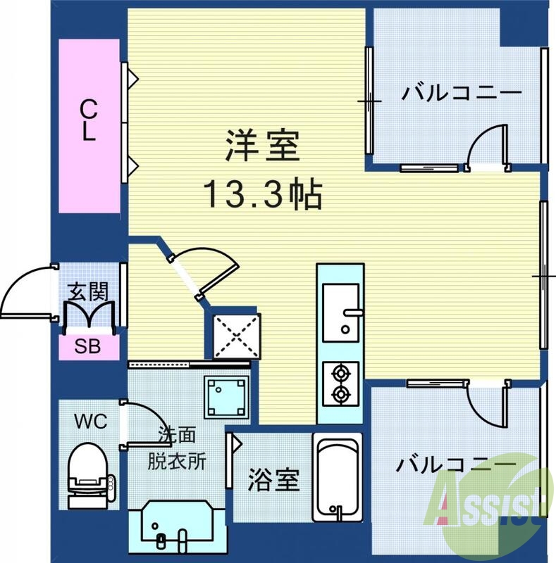 神戸市中央区加納町のマンションの間取り