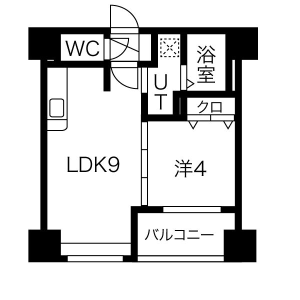 札幌市西区八軒一条東のマンションの間取り