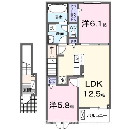 豊川市御津町広石のアパートの間取り