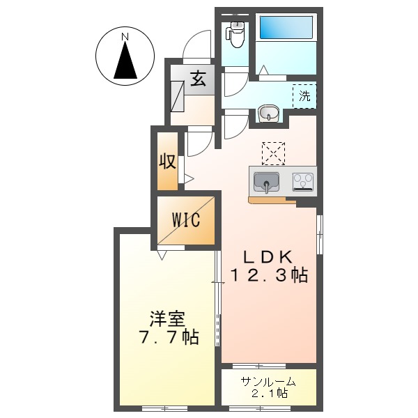 倉敷市大内のアパートの間取り