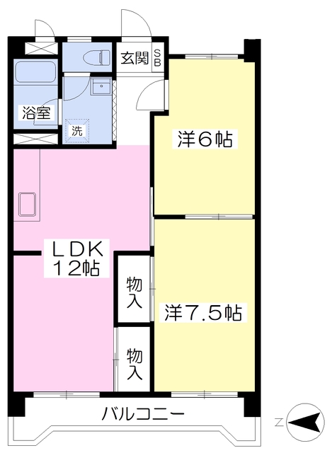 松山市土居田町のマンションの間取り