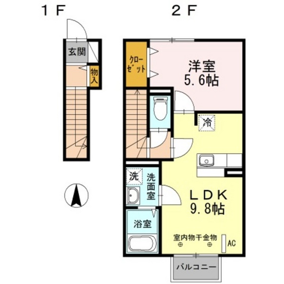 郡山市田村町徳定のアパートの間取り