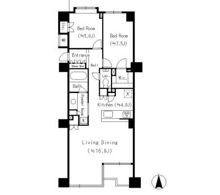 中央区佃のマンションの間取り