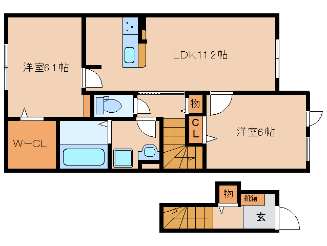 木津川市加茂町里のアパートの間取り