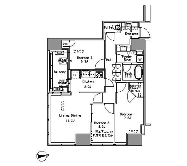 港区浜松町のマンションの間取り