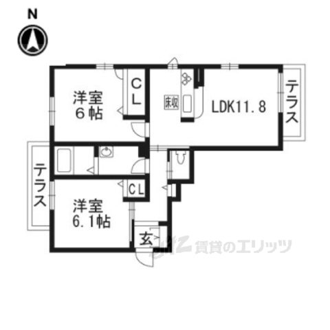 亀岡市千代川町今津のアパートの間取り