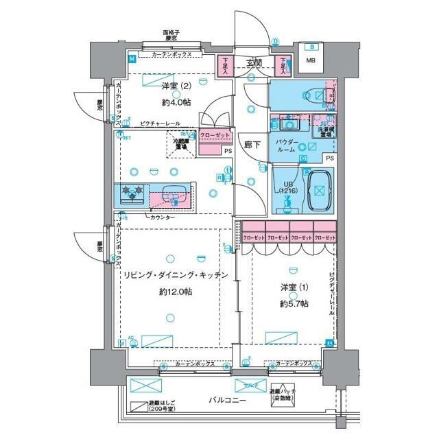 台東区今戸のマンションの間取り