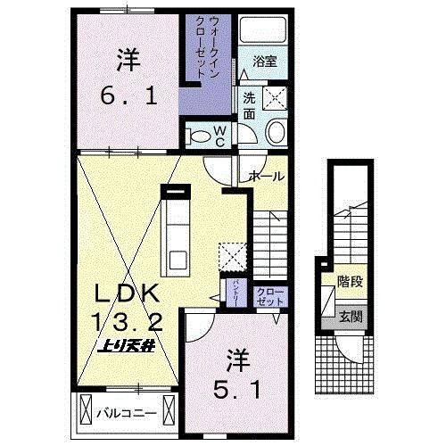 比企郡嵐山町大字志賀のアパートの間取り