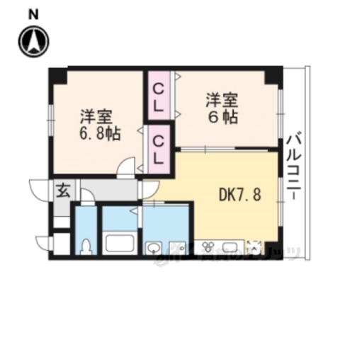 京都市南区吉祥院石原京道町のマンションの間取り