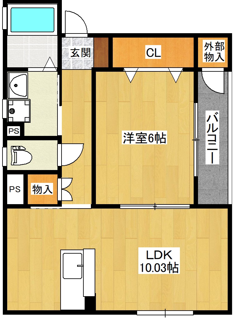 郡山市虎丸町のアパートの間取り