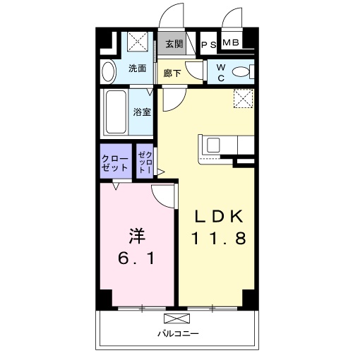 豊橋市向草間町のマンションの間取り