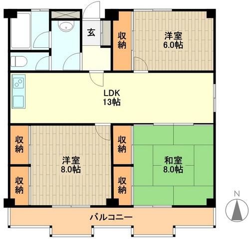 立川市一番町のマンションの間取り