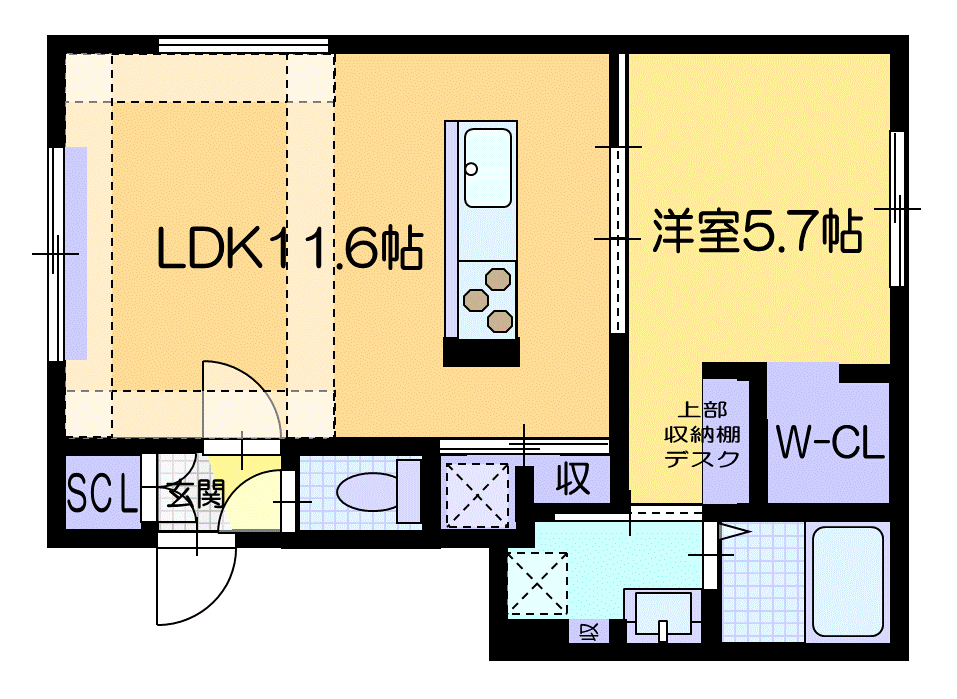 苫小牧市美園町のアパートの間取り