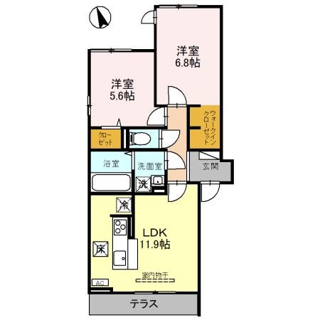 八潮市大字伊勢野のアパートの間取り