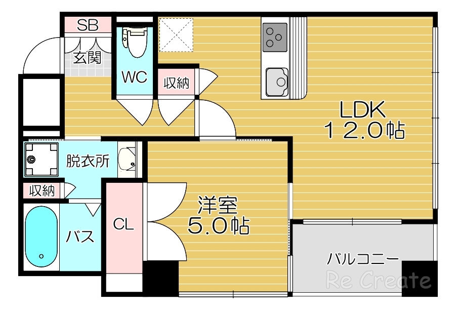 大阪市生野区鶴橋のマンションの間取り