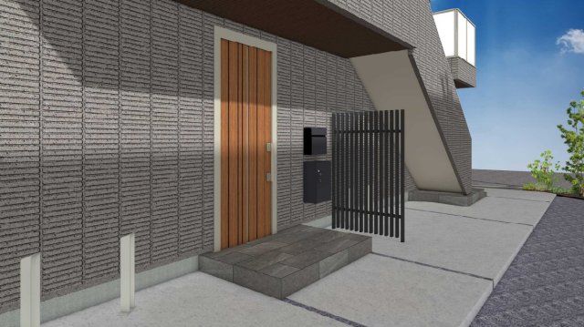 玄関　完成予想パースです。現況優先です。