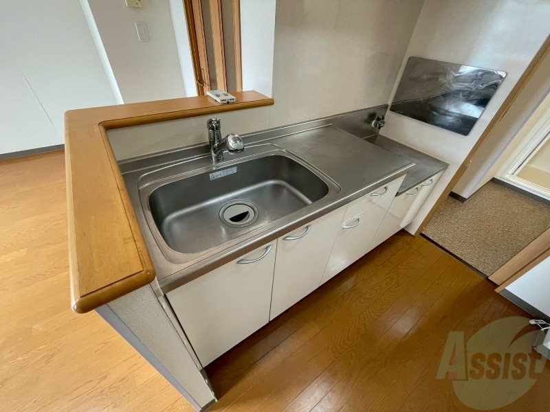 キッチン　キッチンはシックなデザインでした。洗い場も大きい。