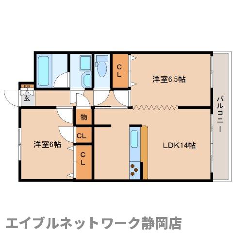 静岡市葵区古庄のアパートの間取り