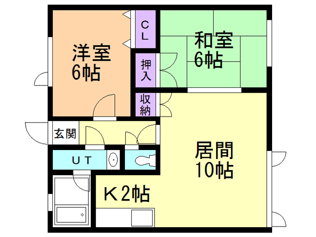 函館市湯浜町のアパートの間取り