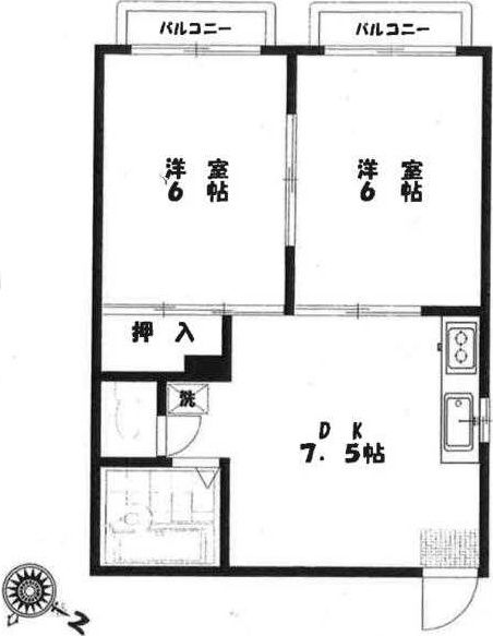 羽村市五ノ神のアパートの間取り