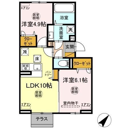 【市原市君塚のアパートの間取り】