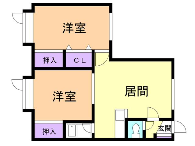 苫小牧市美園町のアパートの間取り