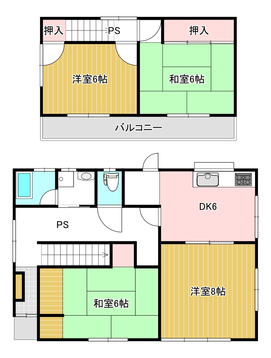 【赤磐市下仁保貸家の間取り】