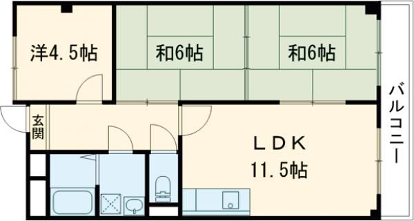 【京都市西京区大枝沓掛町のマンションの間取り】