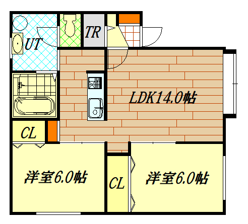 旭川市十一条通のアパートの間取り